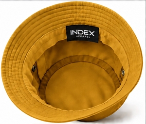 หมวกบักเก็ตผ้าแคนวาสสีเหลืองสำหรับทุกเพศ ยี่ห้อ Index Apparel  โลโก้แบบรีดร้อนที่แผงด้านหน้า สไตล์ลำลอง สำหรับฤดูใบไม้ผลิและฤดูร้อน ขนาดผู้ใหญ่ 56-58 ซม. - Product Image 3