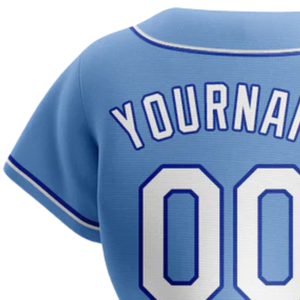 Men Light Blue White Royal Baseball Jersey Button Front Team Shirt Performance <b>Athletic</b> Game Day Practice Sports Uniform Wear - Product Image 5