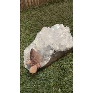 White Apophyllite with Red Stilbite <b>Crystal</b> <b>Cluster</b> Premium Natural Mineral for Meditation Decor and Wholesale Trade - Product Image 1