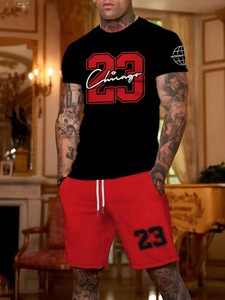 Ensemble décontracté deux pièces pour homme : T-shirt et short d'été 100 % coton, séchage rapide, style urbain, 280g, prix abordable - Product Image 3