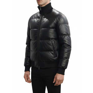 Parka en cuir véritable pour homme Leathertex, coupe droite, manches classiques - Product Image 2