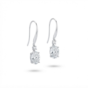 Pendientes de Aro Clásicos con Moissanita de Corte Ovalado, Baño de Rodio, Engaste de Garra, Plata 925, Joyería Unisex para Boda, Cristal de Imitación - Product Image 2