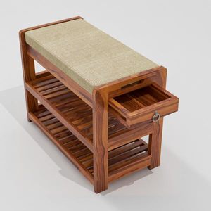 Saleem inernational Solid Wood 2 Level <b>Shoe</b> Rack Juta Chhpal Rack Size 70x30x45 CM l Teak Finish - Product Image 6
