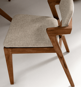 Modern Scandinavian Wooden <b>Dining</b> <b>Chair</b> With Linen Upholstery And Armrests Indonesian furniture Home furniture - Product Image 3