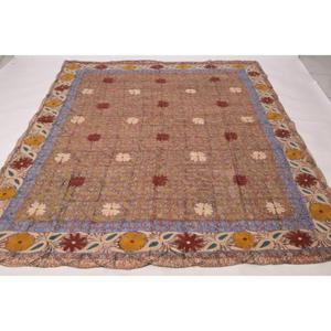 Lavinas Boho Kantha Suzani Embroidered <b>Quilt</b> Handmade Vintage Cotton Floral Eco-Friendly Washable All-Season Bedspread Indian - Product Image 2