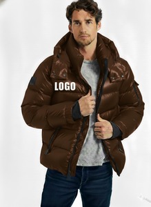 High Qaulity Men's Puffer <b>Jacket</b> <b>With</b> Hood Stand Collar <b>Zipper</b> Closure Windproof Winter Coat Casual Style Thick Polyester - Product Image 6