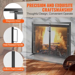 Robusto Schermo per Caminetto in Rete di Ferro, 1 Pannello con Porta, 38.98"L X 30.7"H, Protezione Antifiamma, Installazione Semplice, Accessorio per Caminetto - Product Image 6