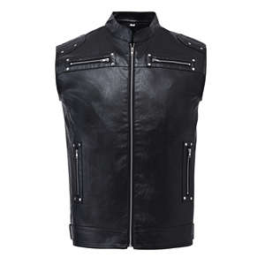 Wholesale Latest Style Genuine Leather Made <b>Men</b> <b>Vest</b> for Outdoor Wear OEM Custom Service <b>Men</b> Leather <b>Vests</b> in Bulk Quantity - Product Image 1
