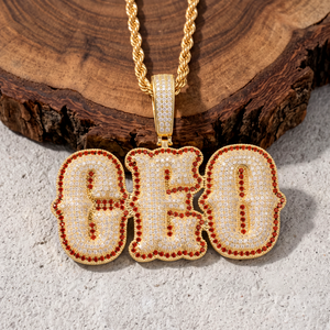 Pendentif personnalisé Hip Hop CEO avec lettres, entièrement pavé de micro-moissanites, en argent 925, vente en gros - Product Image 6