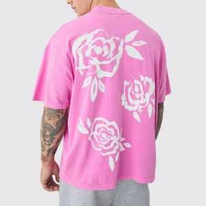 เสื้อยืดเจอร์ซีย์ผู้ชายทรงโอเวอร์ไซส์สีชมพูล้วน พิมพ์โลโก้ด้านหน้า ดีไซน์เรียบง่าย ผ้าฝ้าย 100% แห้งเร็ว ระบายอากาศได้ดี - Product Image 6