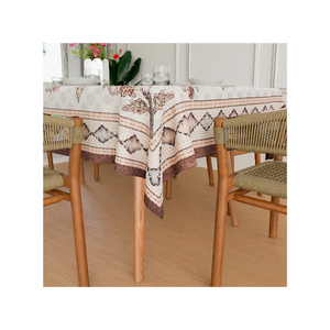 Blue <b>Square</b> & Round Table Cloth Cotton Dining Table Cover Custom Size Weight Sustainable Indian Manufacturer OEM ODM Wholesale - Product Image 2