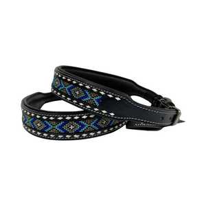 Collar de Perro Hecho a Mano con Cuentas de Cuero Premium, Patrón Geométrico, Estilo Occidental, Cierre de Hebilla Acolchada, Uso en Todas las Estaciones - Product Image 1