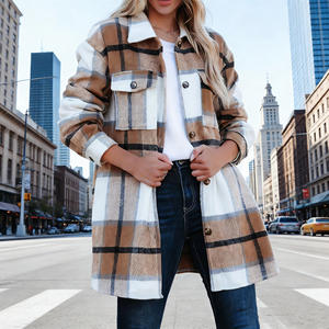 Vente flash sur Temu : veste à carreaux boutonnée pour femme, décontractée, à manches longues, à revers, avec poches, surdimensionnée, pour l'automne et l'hiver - Product Image 5