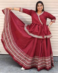 Peplum Kediya Chaniya Choli de seda romana pura con encaje decorativo y falda amplia de nueve metros para mujer, talla XXL - Product Image 2