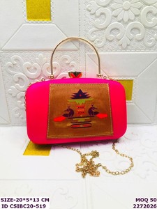 Handmade Embroidered Metal Box <b>Clutch</b> with Chain Strap and Satin Lining | Magnetic Closure Fashion Evening <b>Clutch</b> for Women - Product Image 4