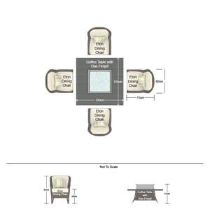 Outdoor 4-Seat Rattan Square <b>Gas</b> <b>Firepit</b> Dining Set with Eton Chairs and Cushions for Garden Use - Product Image 3