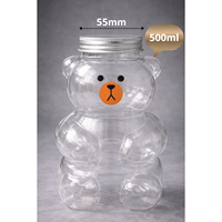 Bouteille en plastique PET de 500 ml en forme d'ours avec couvercle en aluminium, emballage de boissons de haute qualité, directement de l'usine