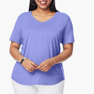 Camiseta de Cuello Redondo para Mujer, Talla Grande, Verano, Informal, Algodón y Poliéster, Suave, con Logotipo Personalizado, Secado Rápido, Ligera y Ecológica - Product Image 6