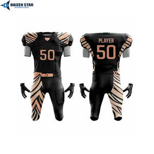 Uniforme de football américain en tissu Spandex/Polyester, protection UV (UPF 50), évacuation de l'humidité, séchage rapide, respirant, manches courtes - Product Image 2