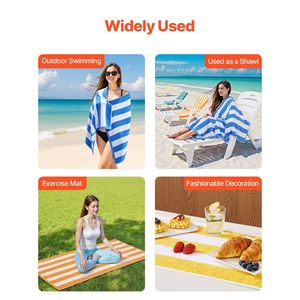Paquete de 4 Toallas de Playa Extra Grandes 100% Algodón, 30 x 60 Pulgadas, Rayas Cabana, Toalla de Piscina Grande, Secado Rápido, Suave y Gruesa - Product Image 6