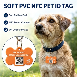 Porte-clés intelligent NFC avec puce, étiquette QR pour animaux de compagnie, affichage du nom, contact, photo, historique des allergies, protection de la vie privée, étiquette de collier en PVC souple - Product Image 5