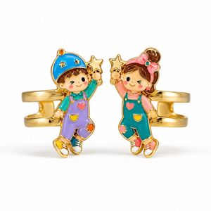 brass ear <b>cuffs</b> with Cute Cartoon Figure Candy Color Cold Enamel Clip <b>Earrings</b> for Non Pierced Ears Sold Individually - Product Image 6