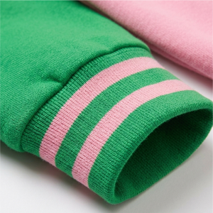 Sweat à capuche Alpha Kappa Alpha personnalisé avec logo, rose et vert, manches raglan, unisexe, décontracté, en molleton bouclette, pour l'automne - Product Image 2
