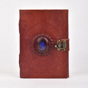 <b>A5</b> Vintage Embossed Magic Circle <b>Diary</b> Notebook 100 Pages Lock Journal Leather Look Gemstone Design Premium Durable Dairy Gift - Product Image 1