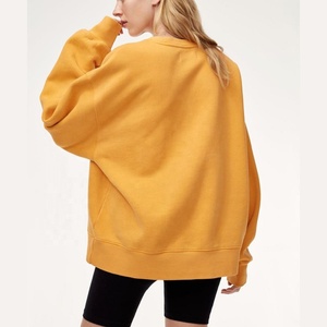 Sweat-shirt oversize à col rond pour femme, couleur unie, épaules tombantes, manches longues, tricot en coton, vêtements d'automne - Product Image 3