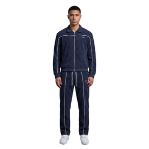 Conjuntos de Sudadera con Capucha y Pantalones Deportivos Azul Marino, Estilo Vintage, Ropa Deportiva Urbana, Chándal de Terciopelo, Logotipo Personalizado, Venta al Por Mayor Directa de Fábrica OEM - Product Image 1