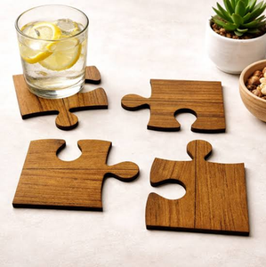 Handmade Wooden Puzzle Table Tea coffee mat (Coaster) Modern Design for Cups Mugs Tableware Accessories - Product Image 4