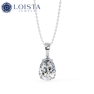 Pendentif en diamant taille poire LOISTA, or blanc naturel, solitaire, certifié GIA, bijoux de fiançailles classiques pour femmes - Product Image 1