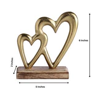 Figura Decorativa de Corazones Románticos en Forma de Doble Corazón con Base de Madera, Decoración para el Hogar y el Dormitorio, Regalo de Amor para Parejas - Product Image 2