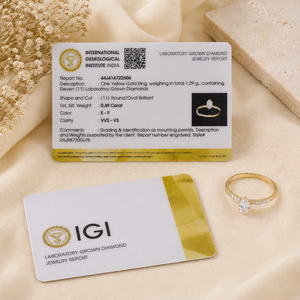 Anillo de oro amarillo macizo de 14 quilates con diamante cultivado en laboratorio de corte ovalado y corte brillante redondo, anillo de compromiso moderno y lujoso. - Product Image 6