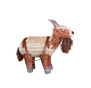 Cesta de Almacenamiento de Mimbre con Forma de Cabra, Cesta de Regalo Tejida con Forma de Animal, Caja Decorativa de Mimbre con Correa - Product Image 2