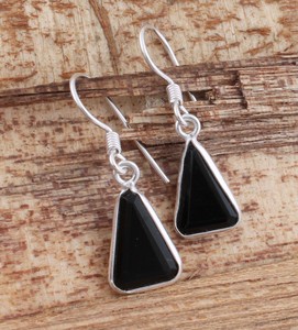 925 Sterling <b>Silver</b> Lapis Lazuli Vintage Drop <b>Earrings</b> Faceted Triangle Gemstone French Wire <b>Dangle</b> <b>Earrings</b> for Engagement - Product Image 3