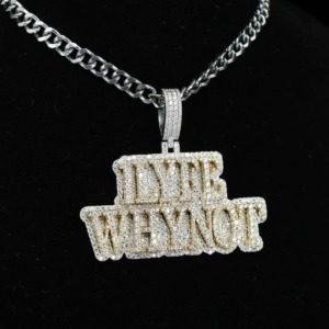 <b>Initials</b> Letter <b>Pendant</b> Moissanite Hip Hop <b>Pendant</b> Iced Out <b>Pendant</b> Rapper Bling Bust Down <b>Pendant</b> Pass Diamond Tester <b>Pendant</b> - Product Image 5