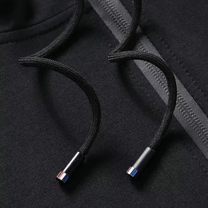 Survêtement en molleton noir jais pour l'hiver, taille plus, avec logo personnalisé, vêtements de rue tendance pour hommes adultes - Product Image 5