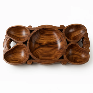 Plateau à fruits secs en bois, élégant plateau de service pour fruits, collations, fruits secs, plateau en bois moderne, prix les plus bas - Product Image 1