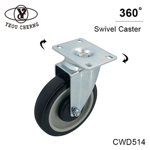 Roue pivotante 127 mm en polyuréthane avec support en acier pour usage industriel et mobilier, sans frein, conception durable - Product Image 3