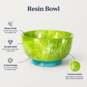 Resin Serving Bowl Polished <b>Metal</b> Base Customized Color Classic Style Home Hotels Restaurants Wedding Parties Carton <b>Packaged</b> - Product Image 6