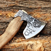Hache viking barbue Maysara Impex, forgée à la main en acier carbone, mythologie nordique, manche en bois, pour camping et chasse en extérieur