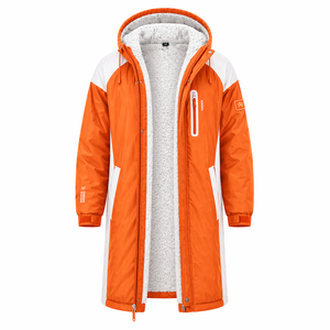 Parka professionnelle unisexe pour équipe de natation, imperméable, à capuche, longue, doublure en sherpa, polyester, toutes saisons, entraînement au bord de la piscine, extérieur - Product Image 3