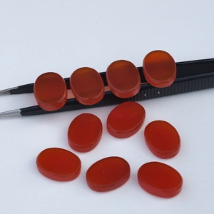 พลอยรูปไข่ธรรมชาติ ออนิกซ์สีแดง ทรงแบนแบบคาโบชอง หินเม็ดเดี่ยว - Product Image 2
