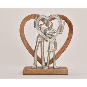 Décoration en bois en forme de cœur avec figurine d'oiseau, objet décoratif de table pour la maison, pièce d'art métallique, cadeaux - Product Image 6