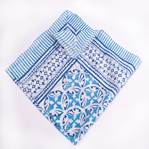 Cotton <b>Square</b> Bandana Geometric Pattern Blue White Casual Summer <b>Scarf</b> Breathable Lightweight Wrap - Product Image 3