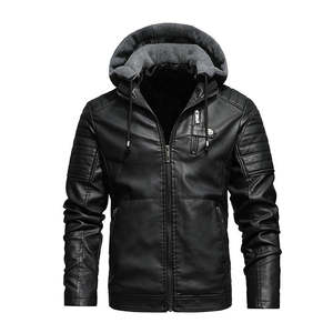 Veste en similicuir PU personnalisée NESTA SPORTS pour hommes grandes tailles, veste bomber décontractée pour motards avec doublure en polaire et capuche - Product Image 2