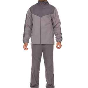 Ensemble de survêtement sportif pour homme à capuche, gris uni, séchage rapide, respirant, color block, 100 % coton, pour l'hiver - Product Image 4