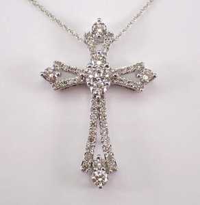 Collier pendentif croix en argent sterling 925 avec moissanite, plaqué or 18 carats, certifié GCI & IDGL, charme chrétien pour femme - Product Image 1
