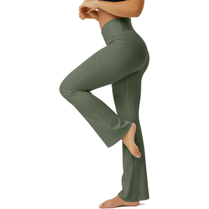 Leggings de yoga pour femmes 100% coton et bambou tricotés durables 300g longueur intégrale taille haute vêtements de sport de haute qualité - Product Image 5